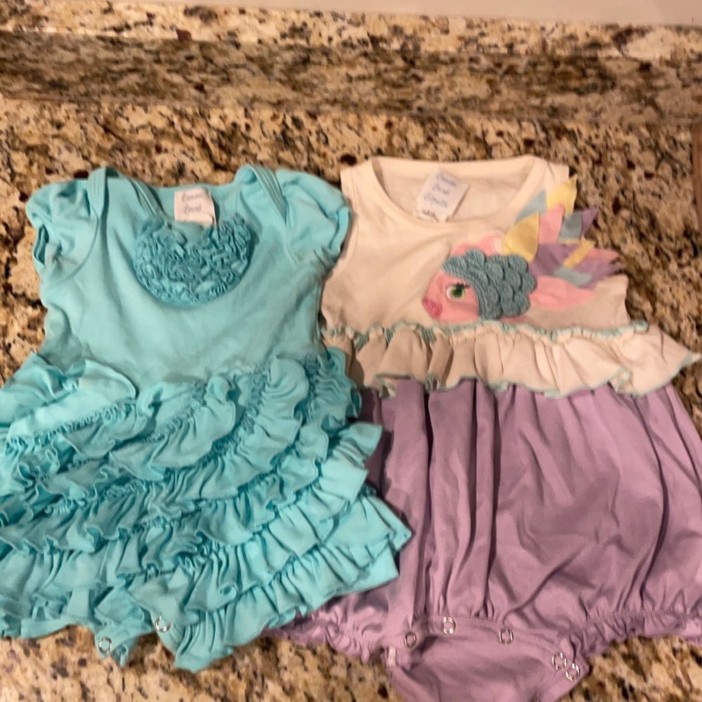 2 Lemon Loves Layette Bubbles/Rompers 6-12m